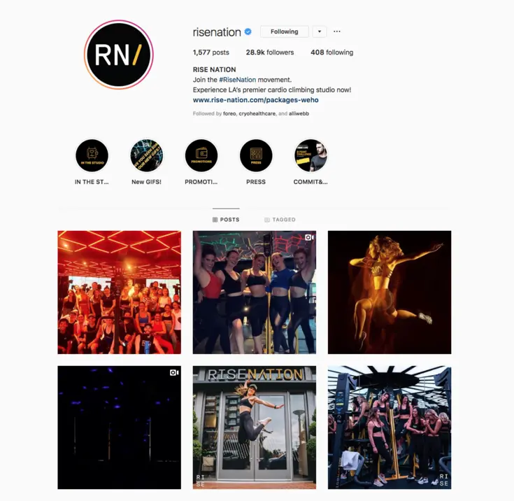 Rise Nation Instagram page